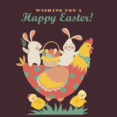 Bunnies,chicken and easter eggs