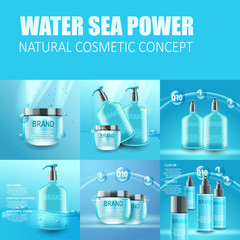 Vector realistic set of cosmetic tubes, natural product