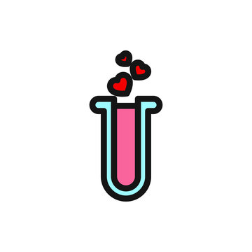 heart test tube icon illustration
