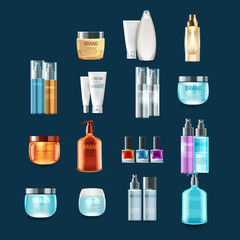 Vector realistic set of cosmetic tubes, natural product