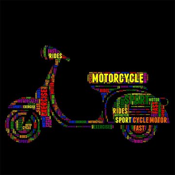 motorcycle Typography word cloud colorful Vector illustration