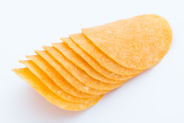 Potato chips on the papric. Eco food.