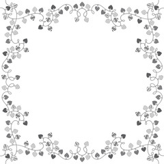 The square frame with garlands of love hearts. Vector illustration with space for text on white background.