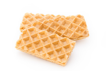 Waffle with crem isolated on white background.