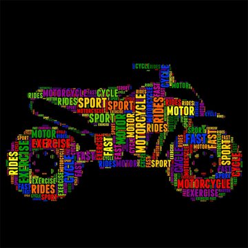 motorcycle Typography word cloud colorful Vector illustration