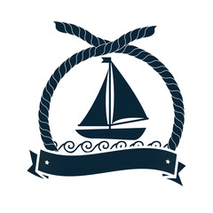 sailboat maritime emblem icon vector illustration design