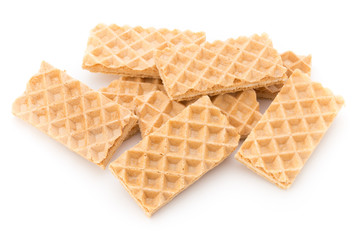 Waffle with crem isolated on white background.