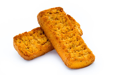 Crumbs of bread croutons. Eco food.