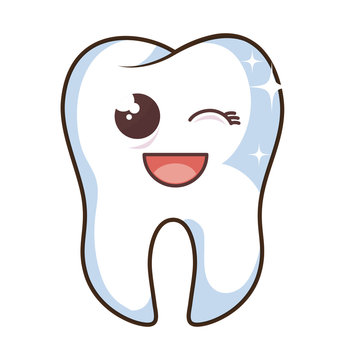 teeth funny character kawaii style vector illustration design