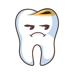 teeth funny character with caries kawaii style vector illustration design