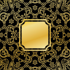 Banner with steampunk design elements. Steam mechanic elements. Steampunk ornament background. Vector illustration.