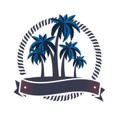 trees palms emblem icon vector illustration design