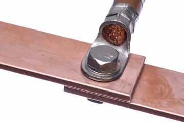 Electrical copper bus isolated on white background