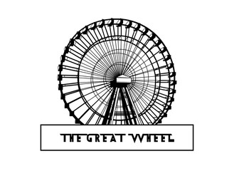 Silhouette of an amusement park attraction. The Great Wheel (1895 - 1907) built for exhibition at the Earl's Court, London, in the United Kingdom is depicted.