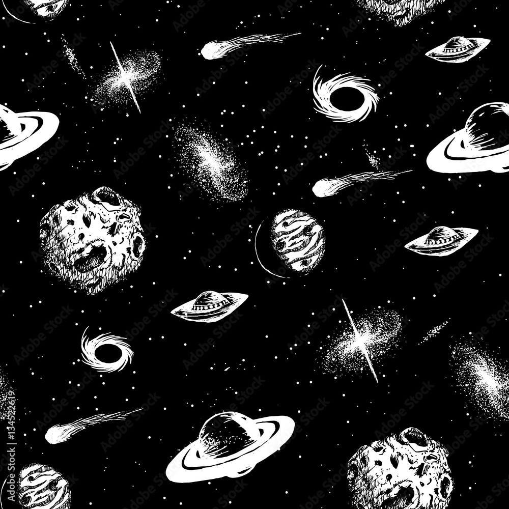 Canvas Prints universe seamless pattern vector illustration