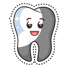 teeth funny character kawaii style vector illustration design
