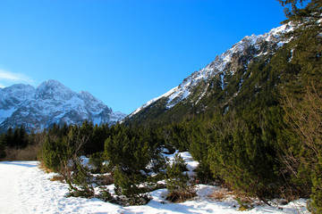 panorama of winter mountains. Tatra Poland