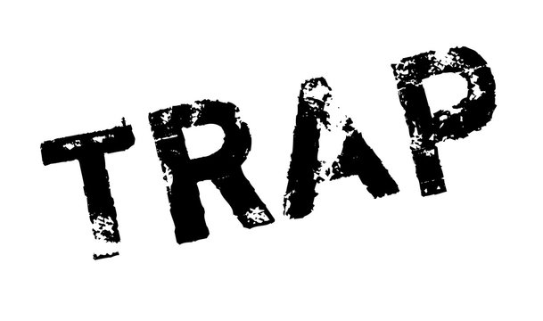 Trap rubber stamp. Grunge design with dust scratches. Effects can be easily removed for a clean, crisp look. Color is easily changed.