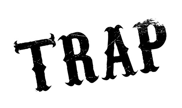 Trap rubber stamp. Grunge design with dust scratches. Effects can be easily removed for a clean, crisp look. Color is easily changed.