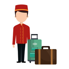 bellboy character hotel service icon vector illustration design