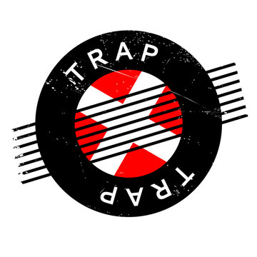 Trap rubber stamp. Grunge design with dust scratches. Effects can be easily removed for a clean, crisp look. Color is easily changed.