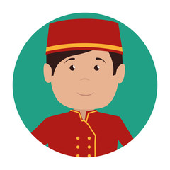 bellboy character hotel service icon vector illustration design