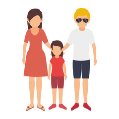cute family member on the beach vector illustration design