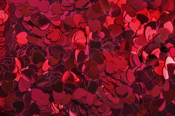Close up of red Love heart Shaped Table Confetti