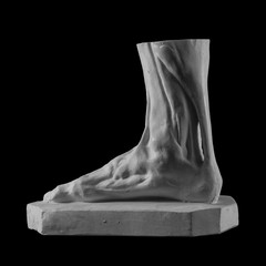 plaster anatomic foot legs. statue of a human foot