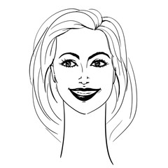 Woman Face Hand Drawn. Vector Illustration.