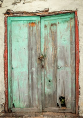 Old damaged wooden doors