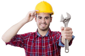 worker and professional construction and repair isolated on white