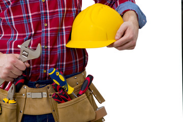 worker and professional construction and repair isolated on white
