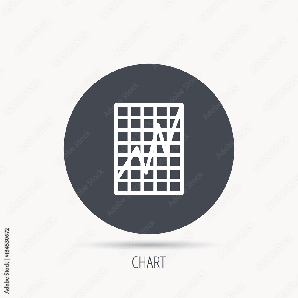 Poster chart curve icon. graph diagram sign. demand growth symbol. round web button with flat icon. vector