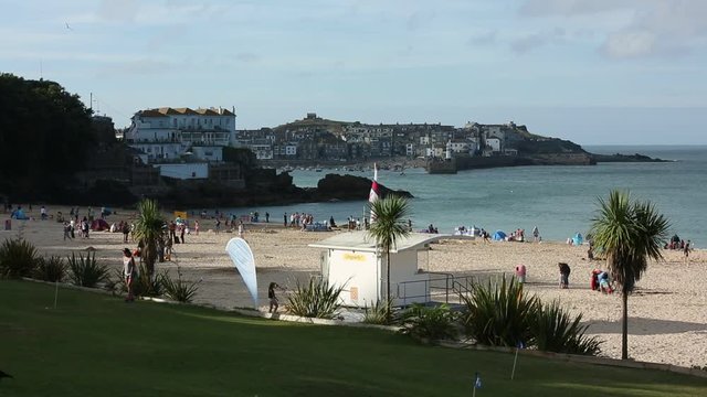 People on a Beach at St Ives, Cornwall, England