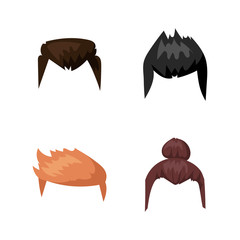 Hairstyle beard and hair face cut mask flat cartoon vector.