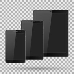 Vector tablet computer and mobile phone realistic on isolate background, vector illustration EPS10