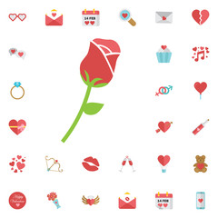 Red rose icon on white background. Vector illustration.