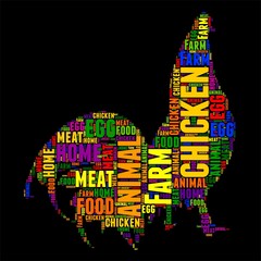 chicken Typography word cloud colorful Vector illustration