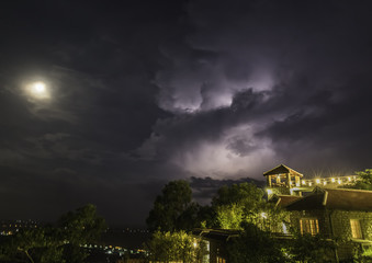 house on the hill due a thunderstorm in south vietnam