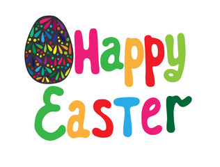 Colorful lettering Happy Easter with abstract egg