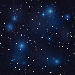 Night sky with bright shining stars. Vector seamless background.