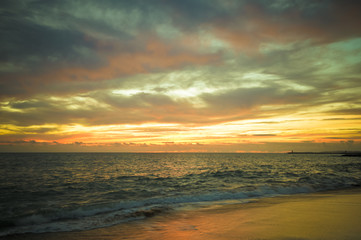 Fototapeta na wymiar Bright sea sunset background outdoor