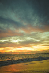 Fototapeta na wymiar Bright sea sunset background outdoor