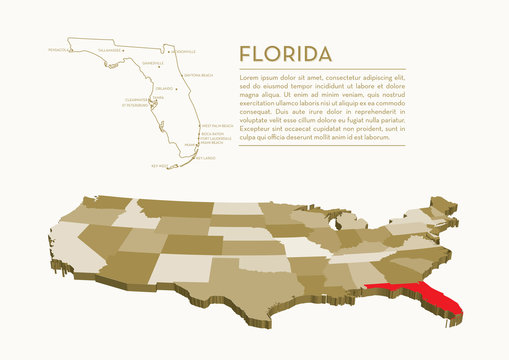 3D USA State map - FLORIDA