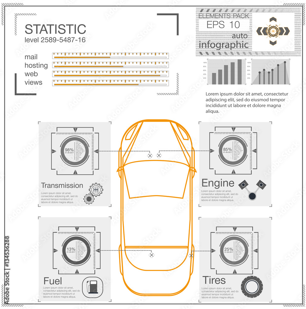 Poster futuristic user interface. abstract virtual graphic touch user interface. cars infographic. vector s