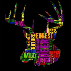 Deer Typography word cloud colorful Vector illustration