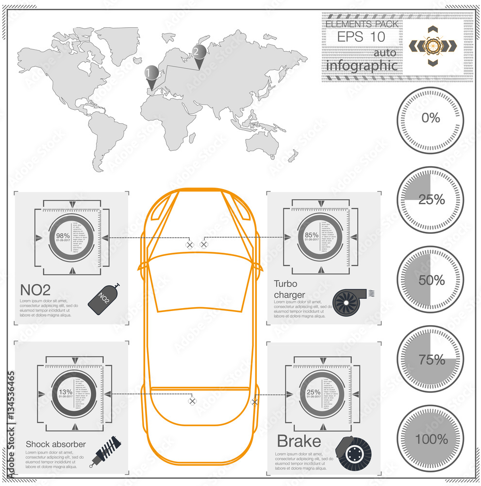 Poster futuristic user interface. abstract virtual graphic touch user interface. cars infographic. vector s