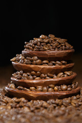 Coffee beans on a dark background