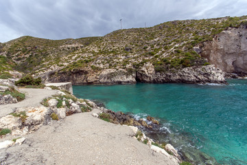 Fototapeta premium Amazing Panorama of Limnionas beach bay at Zakynthos island, Greece